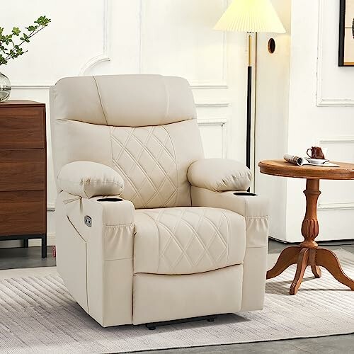 Beige recliner chair in a living room setting