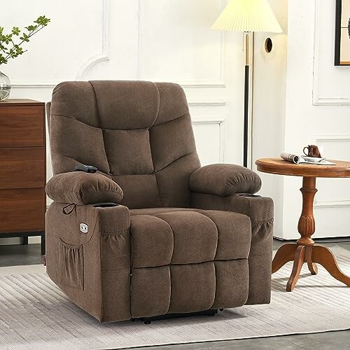 Brown recliner chair in a cozy living room setting