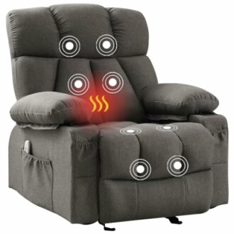 Gray massage recliner chair with heat and massage features