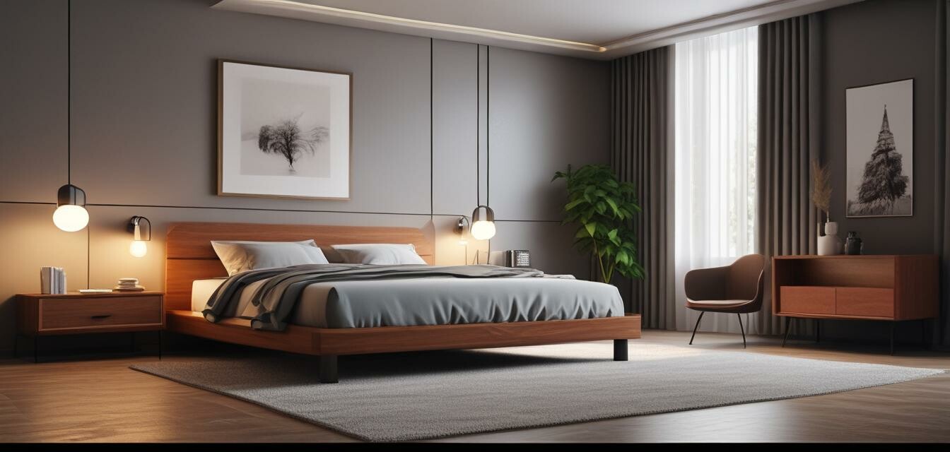 Lift bed in a modern bedroom