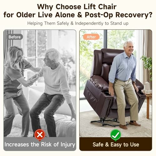 Comparison image showing benefits of a lift chair for older adults.