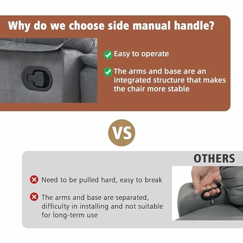 Comparison of side manual handle benefits vs others