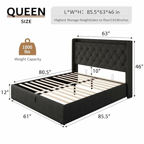 iPormis Queen Size Lift Up Storage Bed Frame