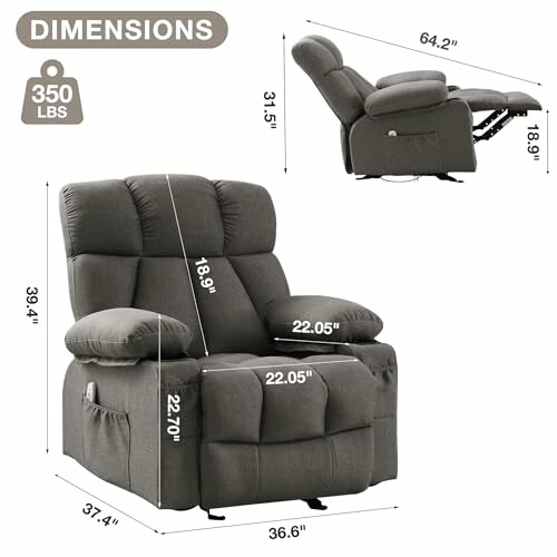 Recliner chair with dimensions and weight capacity